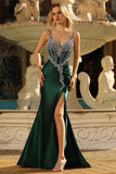Sparkly Dark Green Corset Mermaid Beaded Prom Dress