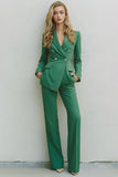 Green Double Breasted 2-Piece Women Suits