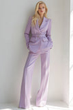 Lilac 2-Piece Notched Lapel Women Suits With Belt
