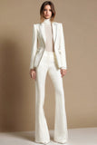 White 2-Piece Peak Lapel Prom Suits With Beading