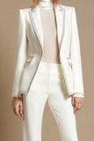 White 2-Piece Peak Lapel Prom Suits With Beading