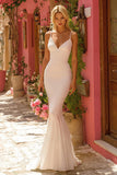Ivory Mermaid Spaghetti Straps Wedding Dress