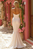 Ivory Mermaid Spaghetti Straps Wedding Dress