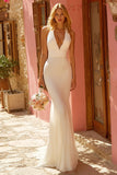 Ivory Halter Mermaid Wedding Dress with Sash