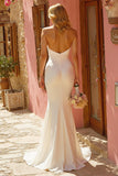 Ivory Halter Mermaid Wedding Dress with Sash