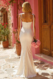Mermaid Spaghetti Straps Bowed Ivory Wedding Dress