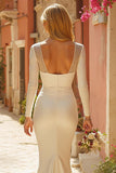 Long Sleeve Mermaid Ivory Wedding Dress with Lace