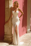 Mermaid Spaghetti Straps Beaded Ivory Wedding Dress