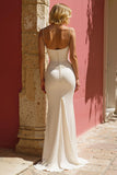 Mermaid Spaghetti Straps Beaded Ivory Wedding Dress