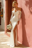 Off the Shoulder Mermaid White Cut Out Wedding Dress