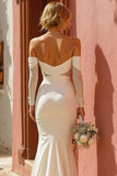 Off the Shoulder Mermaid White Cut Out Wedding Dress