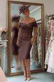 Off the Shoulder Appliqued Blush Pink Mother of Bride Dress