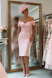 Off the Shoulder Appliqued Blush Pink Mother of Bride Dress