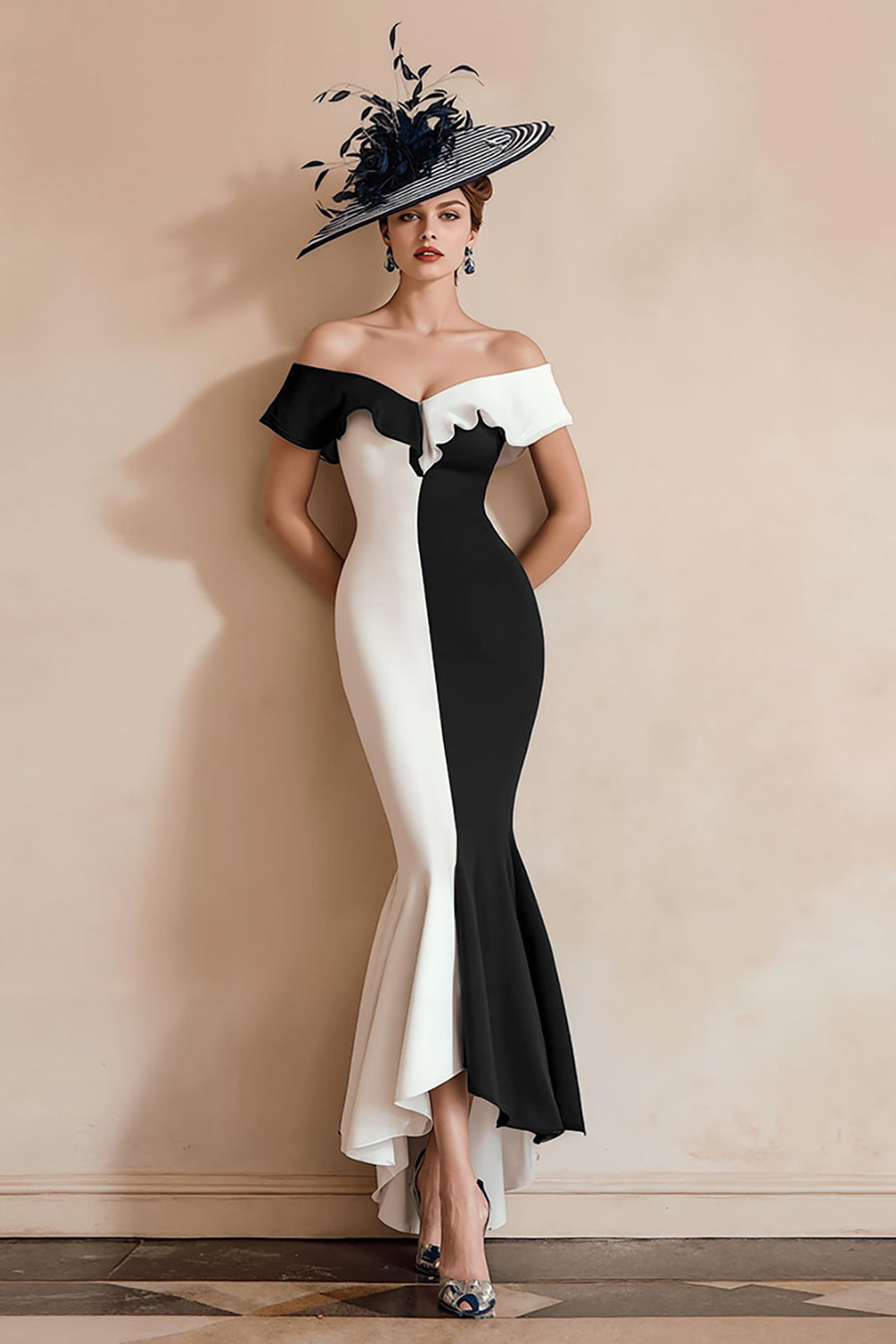 black and white dresses for mother of the bride with Lace Appliques CARE Fabric Leely Women White Black A-Line