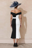 Black and White Off the Shoulder Mermaid Mother of Bride Dress