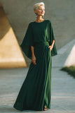 Dark Green Round Neck A Line Mother of Bride Dress