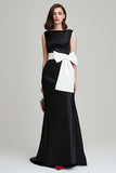 Black and White Sheath Maxi Dress With Bow
