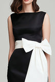 Black and White Sheath Maxi Dress With Bow