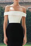 Off The Shoulder Mermaid Black and White Evening Dress