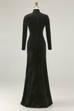 High Neck Black Velvet Mermaid Long Holiday Party Dress
