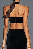 Halter Black Mermaid Velvet Formal Dress