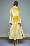 Off The Shoulder Velvet Yellow A Line Formal Dress