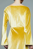 Off The Shoulder Velvet Yellow A Line Formal Dress
