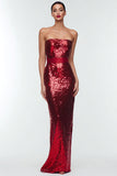 Strapless Sheath Sequin Navy Evening Dress
