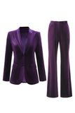 Velvet Peak Lapel Purple 2 Piece Slim Fit Women Suits