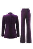 Velvet Peak Lapel Purple 2 Piece Slim Fit Women Suits