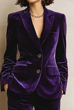 Velvet Peak Lapel Purple 2 Piece Slim Fit Women Suits