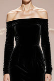 Black Velvet Off The Shoulder Mermaid Evening Dress