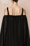 Cold Shoulder Black Velvet Mermaid Evening Dress