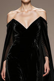Off The Shoulder Black Velvet Mermaid Evening Dress