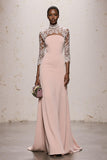 High Neck Light Pink Cut Out Holiday Party Dress