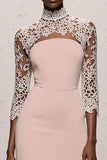 High Neck Light Pink Cut Out Holiday Party Dress