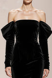 Velvet Off the Shoulder Mermaid Black Holiday Party Dress