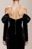 Velvet Off the Shoulder Mermaid Black Holiday Party Dress