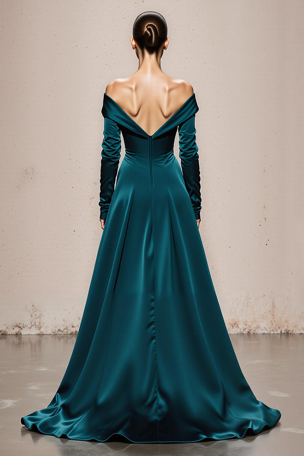 WEDTREND Women Off the Shoulder Holiday Party Dress Long Sleeve Satin A Line Peacock Green Evening Dress Wedtrend UK WEDTREND Women Off the Shoulder Holiday Party Dress Long Sleeve Satin A Line Peacock Green Evening Dress Wedtrend UK