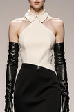 Halter Mermaid Black and White Formal Dress