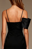 Asymmetrical Bodycon Little Black Dress with Streamer