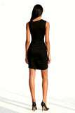 Asymmetrical Ruched Bodycon Little Black Dress
