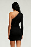 One Shoulder Ruched Bodycon Little Black Dress
