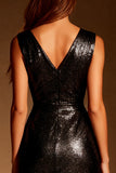 Glitter Bodycon Ruched Metallic Satin Little Black Dress