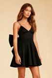 A Line V Neck Little Black Dress with Bow