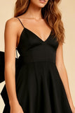 A Line V Neck Little Black Dress with Bow