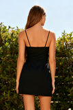 Spaghetti Straps Bodycon Little Black Dress with Bow