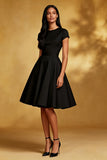 A Line Round Neck Short Sleeve Little Black Dress
