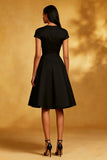 A Line Round Neck Short Sleeve Little Black Dress