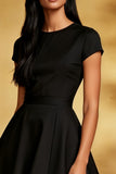 A Line Round Neck Short Sleeve Little Black Dress